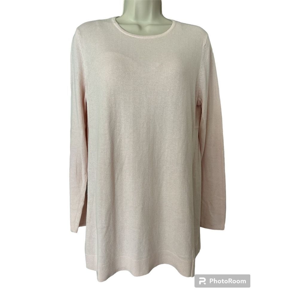 J. Jill Soft Knit Tunic Sweater Size S Pale Pink Long Sleeve Crew Neck